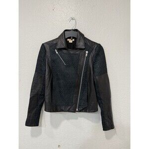 Helmut Lang Leather Biker Jacket Black & Green -Sz P